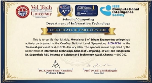 S. Monalisha Vel Tech